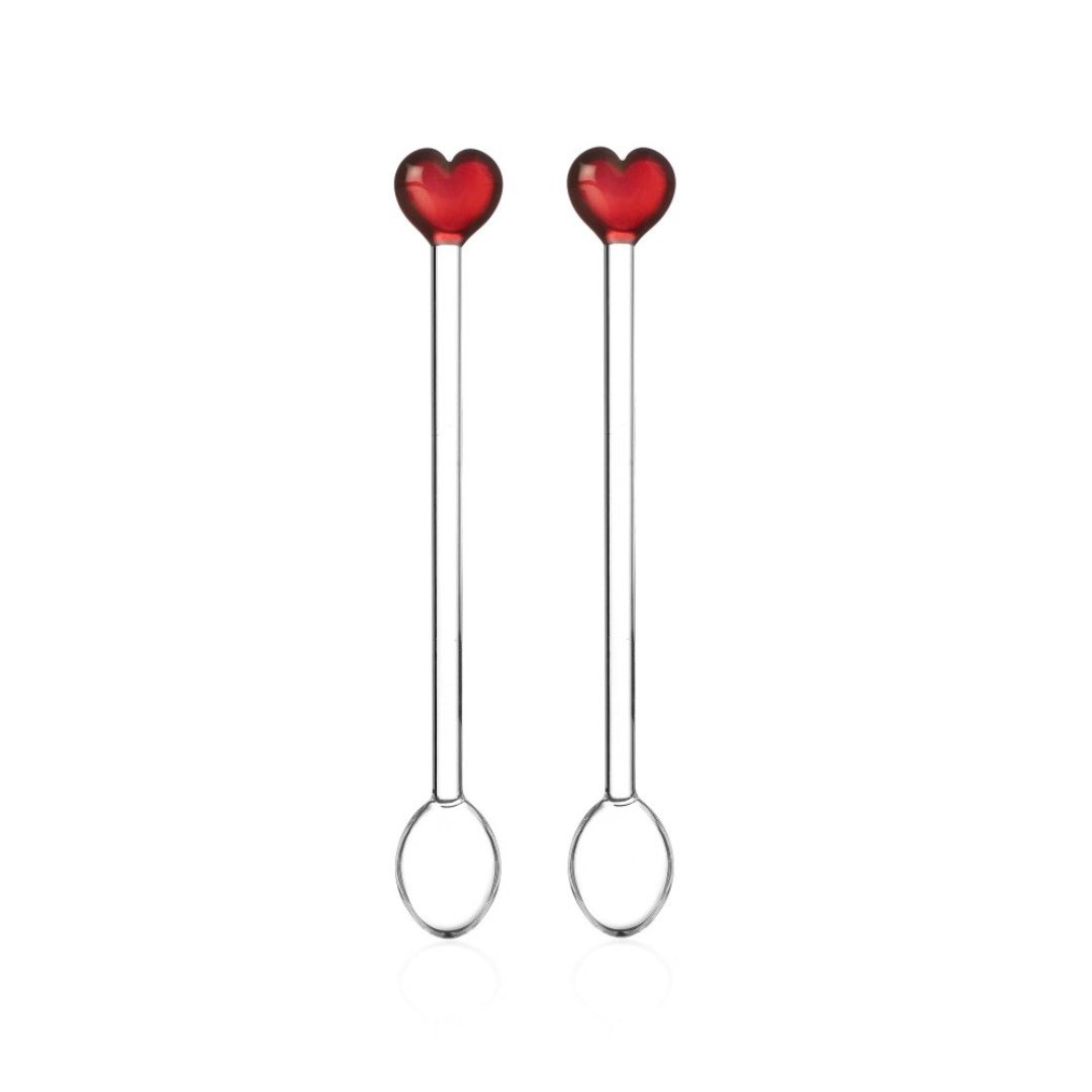 SET OF 2 SPOONS RED HEART