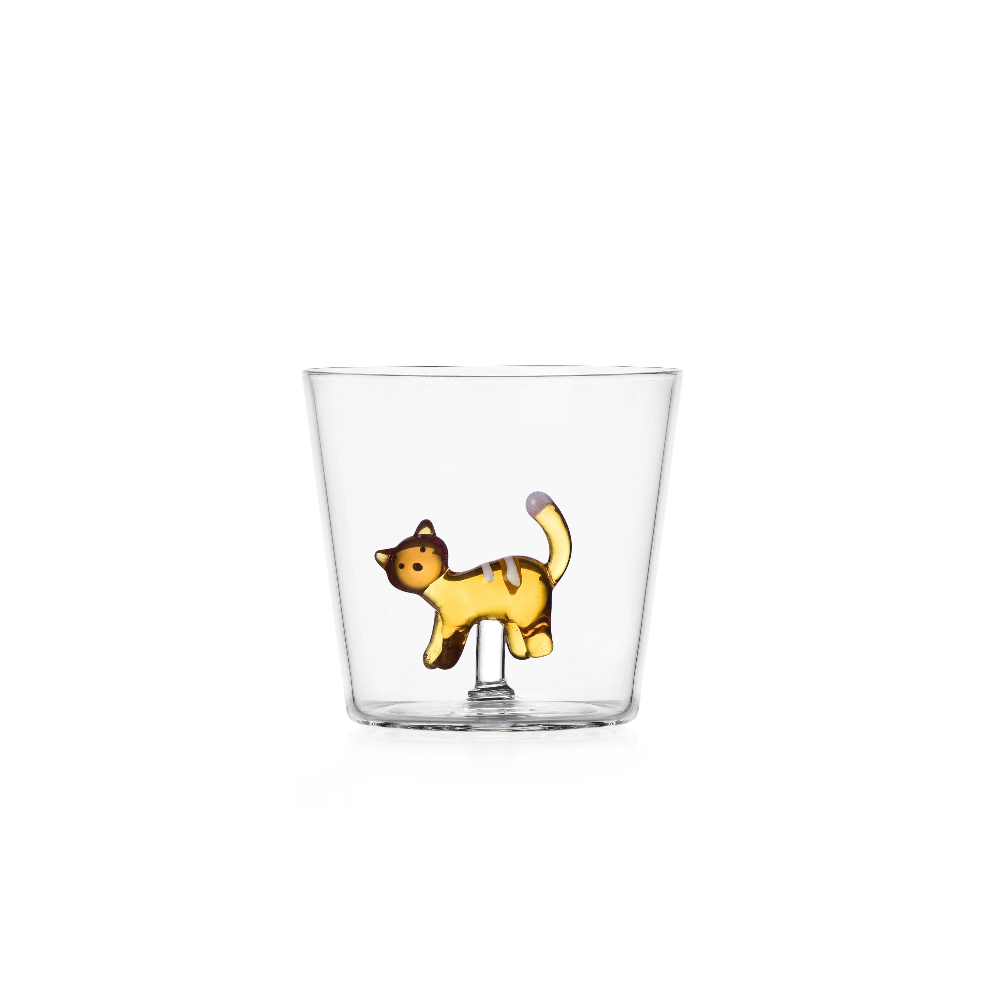 TABBY CAT TUMBLER AMBER CAT WHITE STRIPE